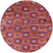 Round Mid-Century Modern Pink Oriental Rug, urb1528