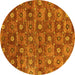 Round Oriental Yellow Industrial Rug, urb1528yw