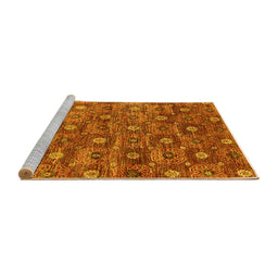 Sideview of Machine Washable Oriental Yellow Industrial Rug, wshurb1528yw