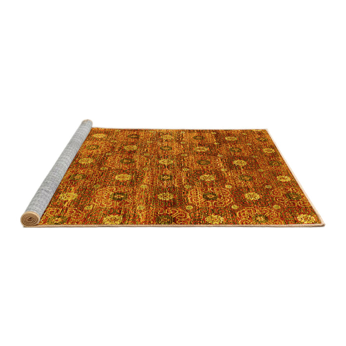 Sideview of Machine Washable Oriental Yellow Industrial Rug, wshurb1528yw