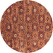 Round Oriental Brown Industrial Rug, urb1528brn