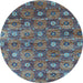 Round Oriental Light Blue Industrial Rug, urb1528lblu