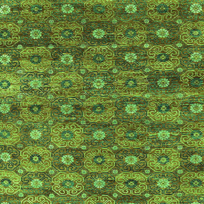 Square Machine Washable Oriental Green Industrial Area Rugs, wshurb1528grn