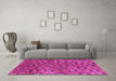 Machine Washable Oriental Pink Industrial Rug in a Living Room, wshurb1528pnk