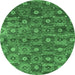 Round Oriental Emerald Green Industrial Rug, urb1528emgrn