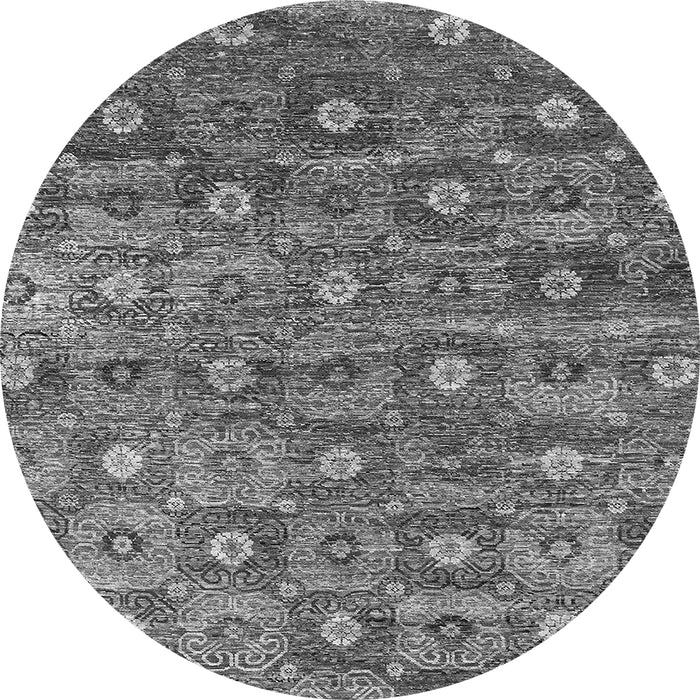Round Oriental Gray Industrial Rug, urb1528gry