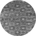 Round Oriental Gray Industrial Rug, urb1528gry