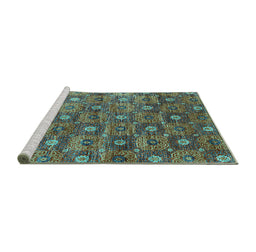 Sideview of Machine Washable Oriental Turquoise Industrial Area Rugs, wshurb1528turq