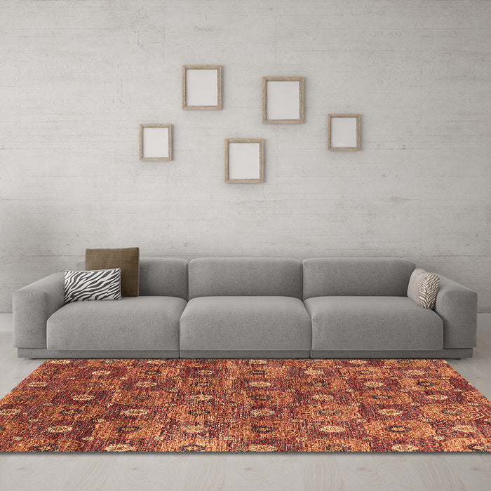Machine Washable Oriental Brown Industrial Rug in a Living Room,, wshurb1528brn