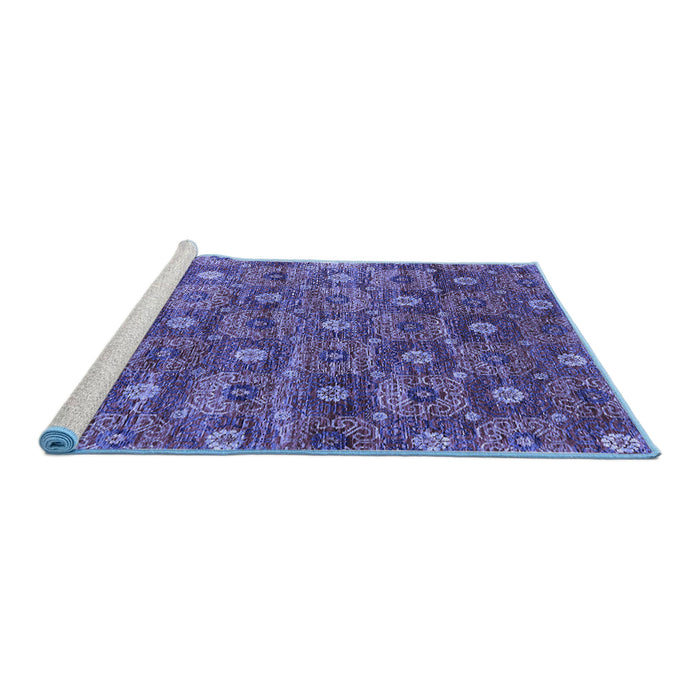 Sideview of Machine Washable Oriental Blue Industrial Rug, wshurb1528blu