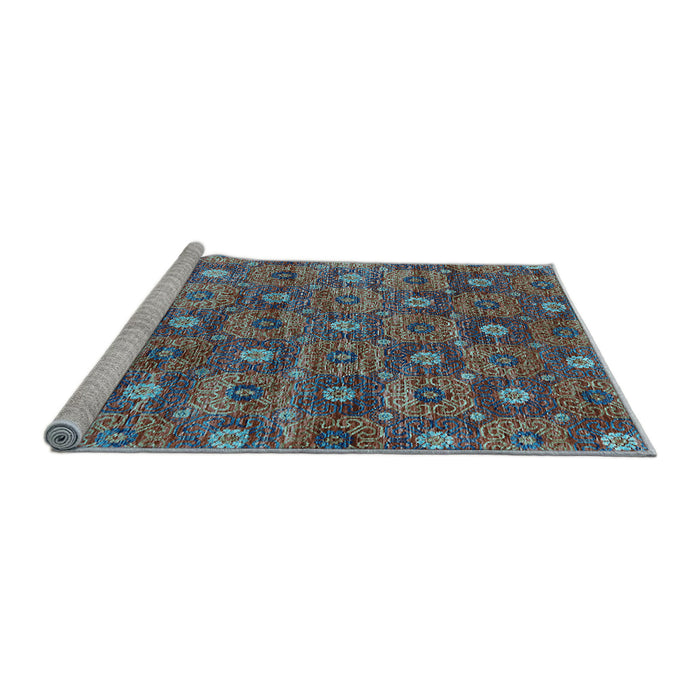 Sideview of Machine Washable Oriental Light Blue Industrial Rug, wshurb1528lblu