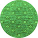 Round Oriental Green Industrial Rug, urb1529grn