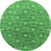 Round Oriental Emerald Green Industrial Rug, urb1529emgrn