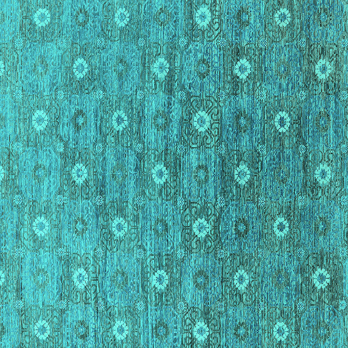 Square Machine Washable Oriental Turquoise Industrial Area Rugs, wshurb1529turq
