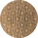 Round Oriental Brown Industrial Rug, urb1529brn