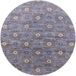 Round Mid-Century Modern Dark Gray Oriental Rug, urb1529