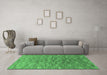 Machine Washable Oriental Emerald Green Industrial Area Rugs in a Living Room,, wshurb1529emgrn