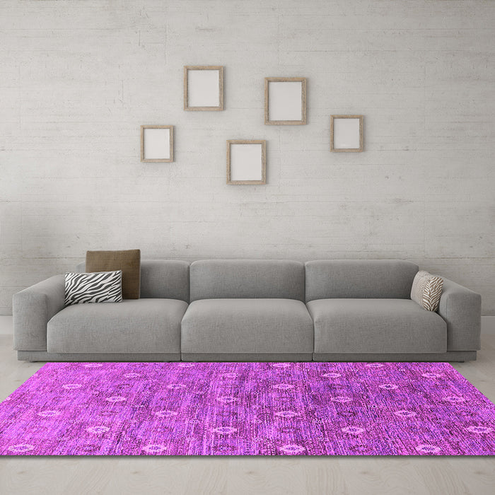 Machine Washable Oriental Pink Industrial Rug in a Living Room, wshurb1529pnk