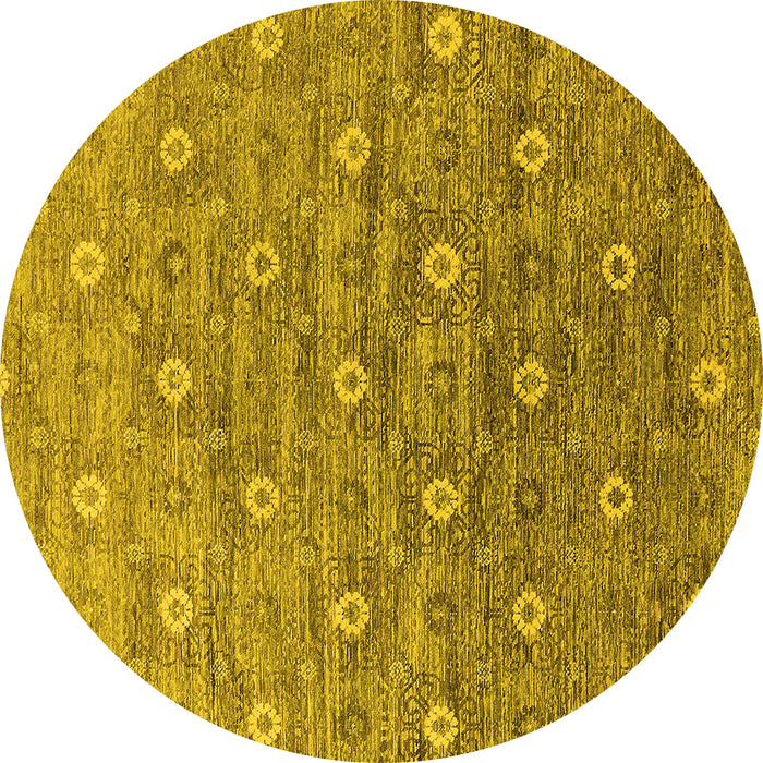 Round Oriental Yellow Industrial Rug, urb1529yw