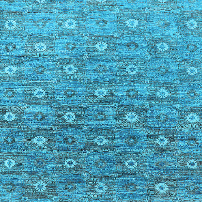 Square Machine Washable Oriental Light Blue Industrial Rug, wshurb1529lblu