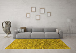 Machine Washable Oriental Yellow Industrial Rug in a Living Room, wshurb1529yw