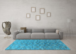 Machine Washable Oriental Light Blue Industrial Rug in a Living Room, wshurb1529lblu