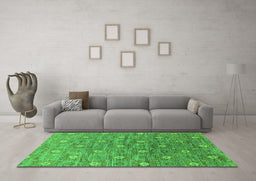 Machine Washable Oriental Green Industrial Area Rugs in a Living Room,, wshurb1529grn