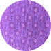 Round Oriental Purple Industrial Rug, urb1529pur