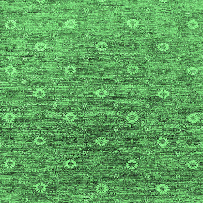 Square Machine Washable Oriental Emerald Green Industrial Area Rugs, wshurb1529emgrn