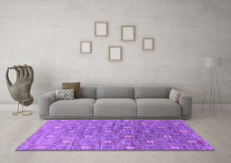 Machine Washable Oriental Purple Industrial Area Rugs in a Living Room, wshurb1529pur