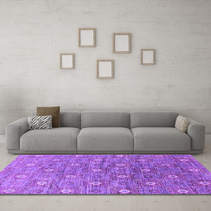 Machine Washable Oriental Purple Industrial Area Rugs in a Living Room, wshurb1529pur