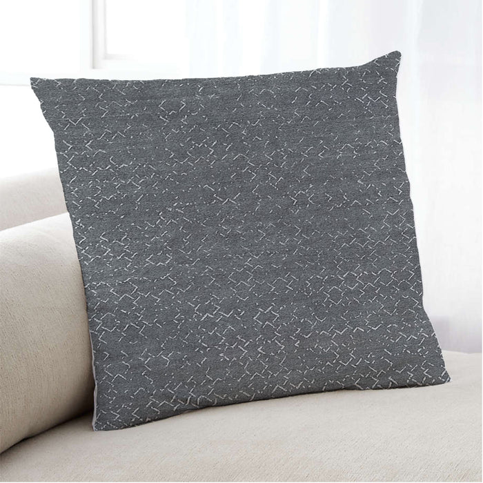 Lifestyle Image of Mid-Century Modern Urban Square Charcoal Blue Throw Pillow, 18 inch by 18 inch, pwurb152