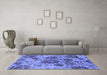 Machine Washable Oriental Blue Industrial Rug in a Living Room, wshurb1530blu