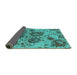 Sideview of Oriental Turquoise Industrial Rug, urb1530turq