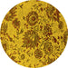 Round Oriental Yellow Industrial Rug, urb1530yw