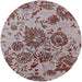 Round Mid-Century Modern Silver Pink Oriental Rug, urb1530