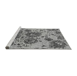 Sideview of Machine Washable Oriental Gray Industrial Rug, wshurb1530gry