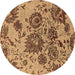 Round Oriental Brown Industrial Rug, urb1530brn