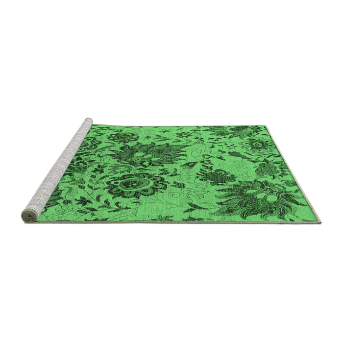 Sideview of Machine Washable Oriental Emerald Green Industrial Area Rugs, wshurb1530emgrn