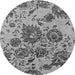 Round Oriental Gray Industrial Rug, urb1530gry