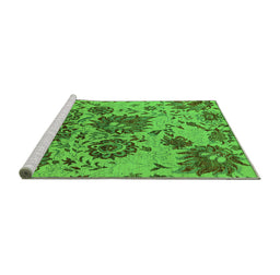 Sideview of Machine Washable Oriental Green Industrial Area Rugs, wshurb1530grn