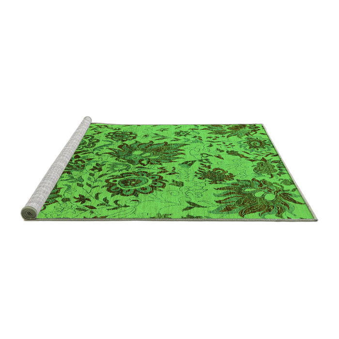 Sideview of Machine Washable Oriental Green Industrial Area Rugs, wshurb1530grn