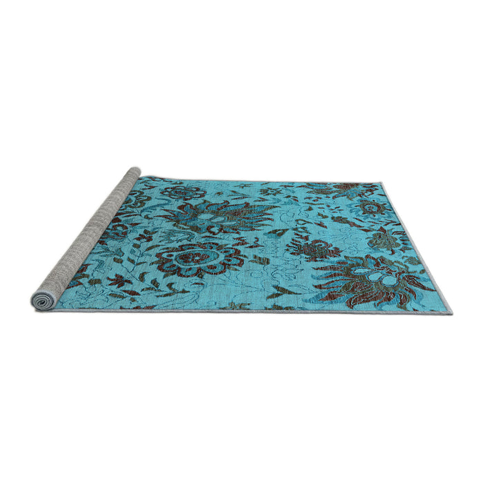Sideview of Machine Washable Oriental Light Blue Industrial Rug, wshurb1530lblu