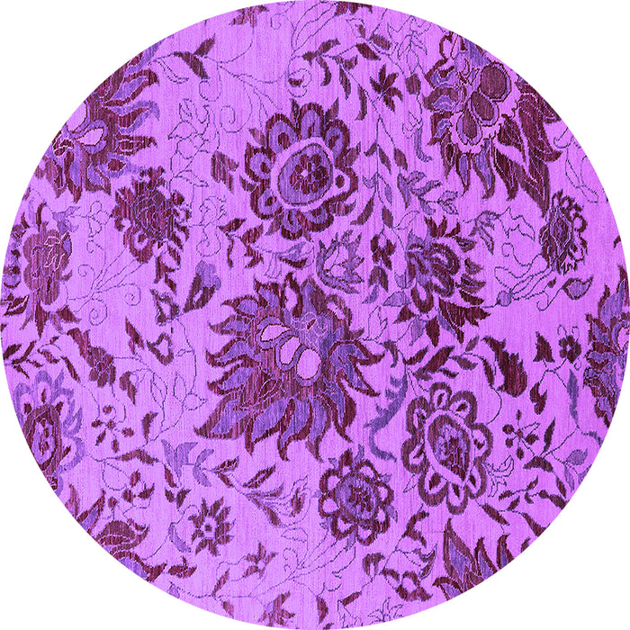 Round Machine Washable Oriental Purple Industrial Area Rugs, wshurb1530pur