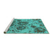 Sideview of Machine Washable Oriental Turquoise Industrial Area Rugs, wshurb1530turq