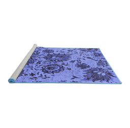 Sideview of Machine Washable Oriental Blue Industrial Rug, wshurb1530blu