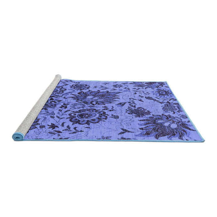 Sideview of Machine Washable Oriental Blue Industrial Rug, wshurb1530blu