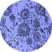 Round Oriental Blue Industrial Rug, urb1530blu