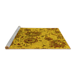 Sideview of Machine Washable Oriental Yellow Industrial Rug, wshurb1530yw