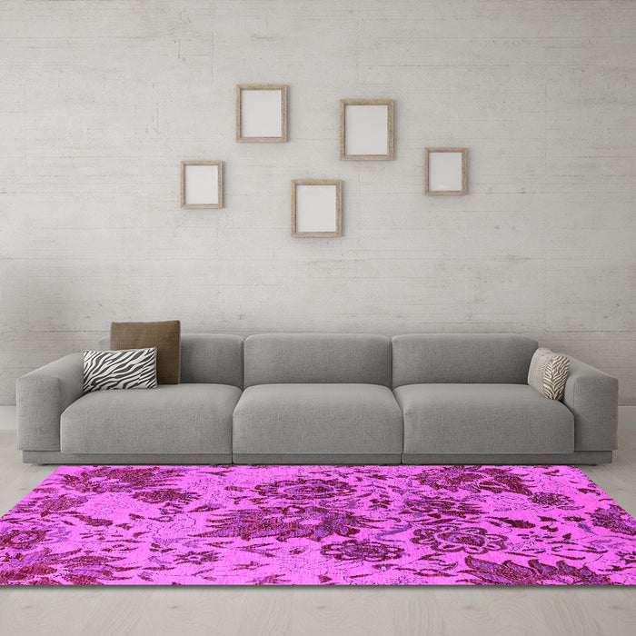 Machine Washable Oriental Pink Industrial Rug in a Living Room, wshurb1530pnk